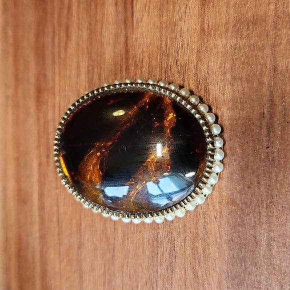 Turtle shell glass brooch - Picture 1 of 4